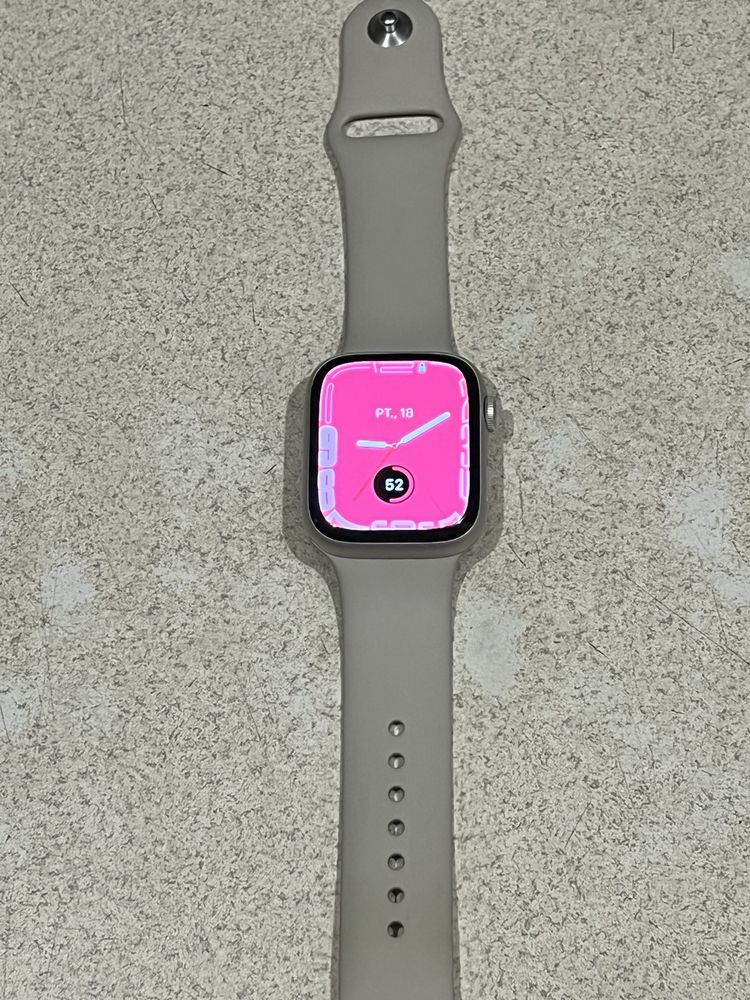 Oryginalny Apple Watch 7 45mm GPS+Cellular LTE Srebrny, BATERIA 100%