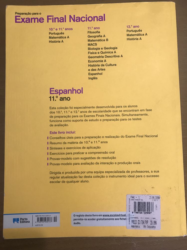 Livro de exame de espanhol