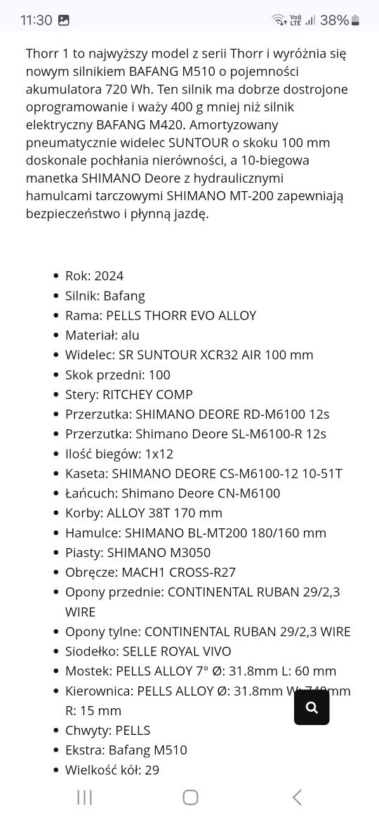Sprzedam rower elektryczny .