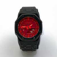 Spersonalizowany Casioak Czarny Stalowy Casio G-SHOCK Czerwona Tarcza