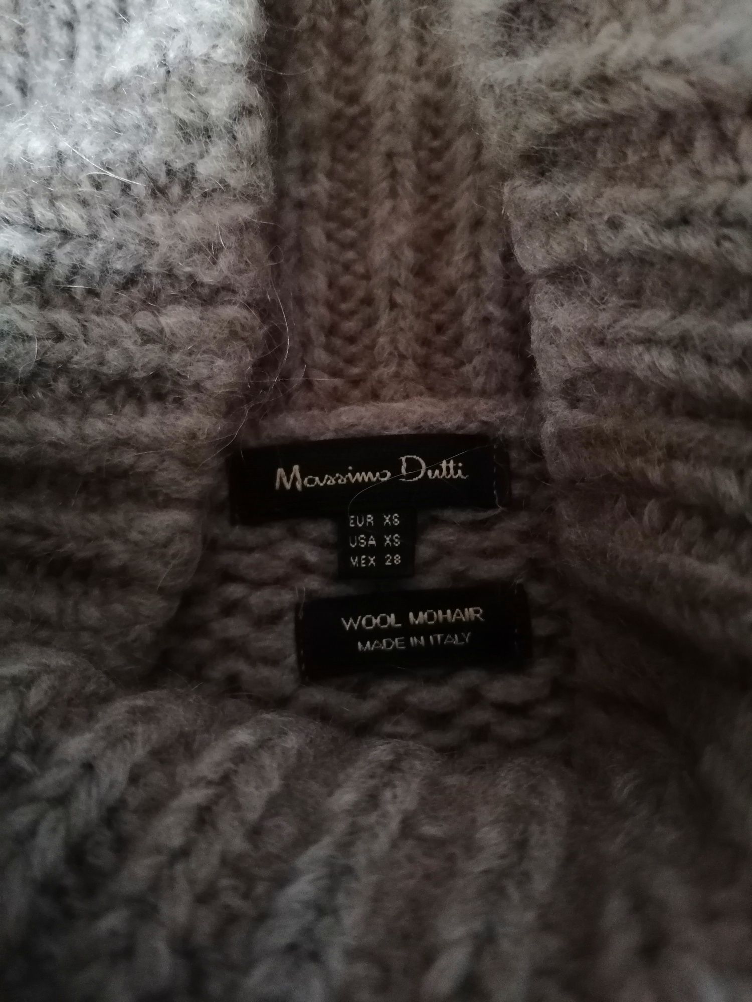 Massimo Dutti wełniany golf oversize oliwkowy sweter z golfem zielony