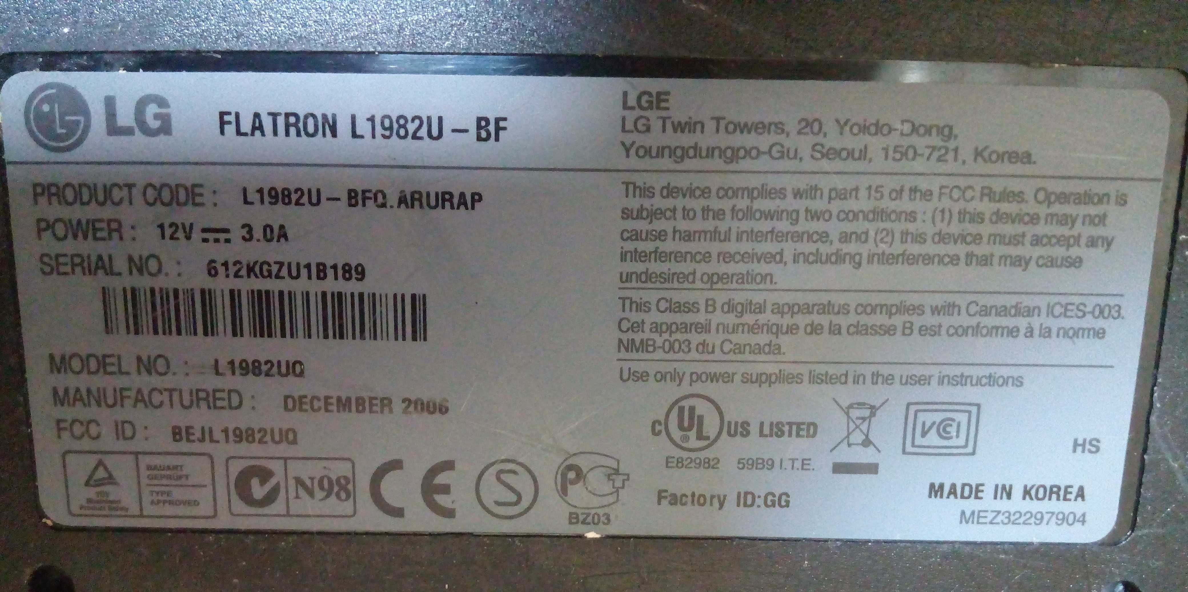 LG Flatron L1982U-BF
