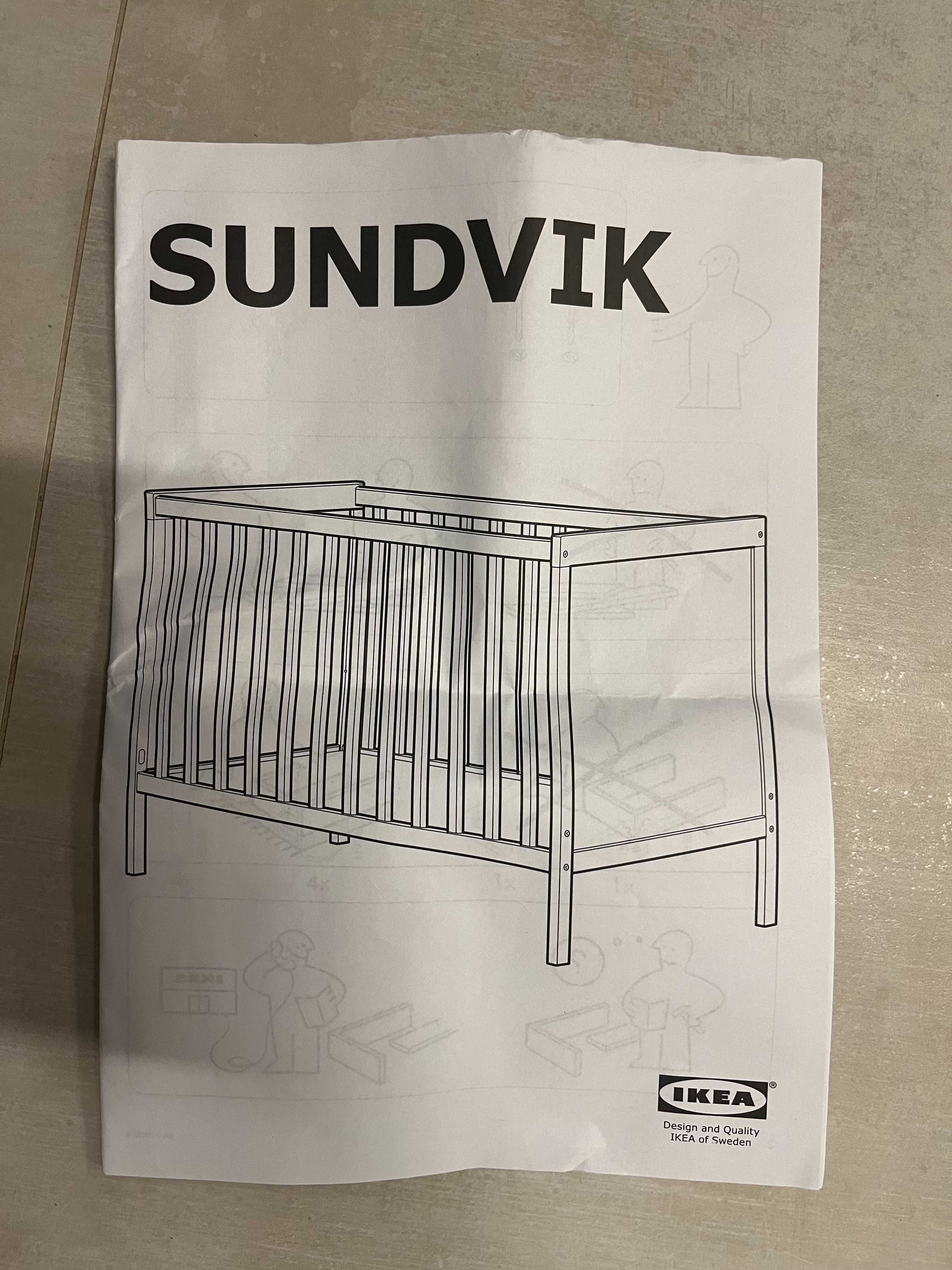 Łóżeczko 120x60 3w1 IKEA SUNDVIK: Dostawka, Regulacja, Materac