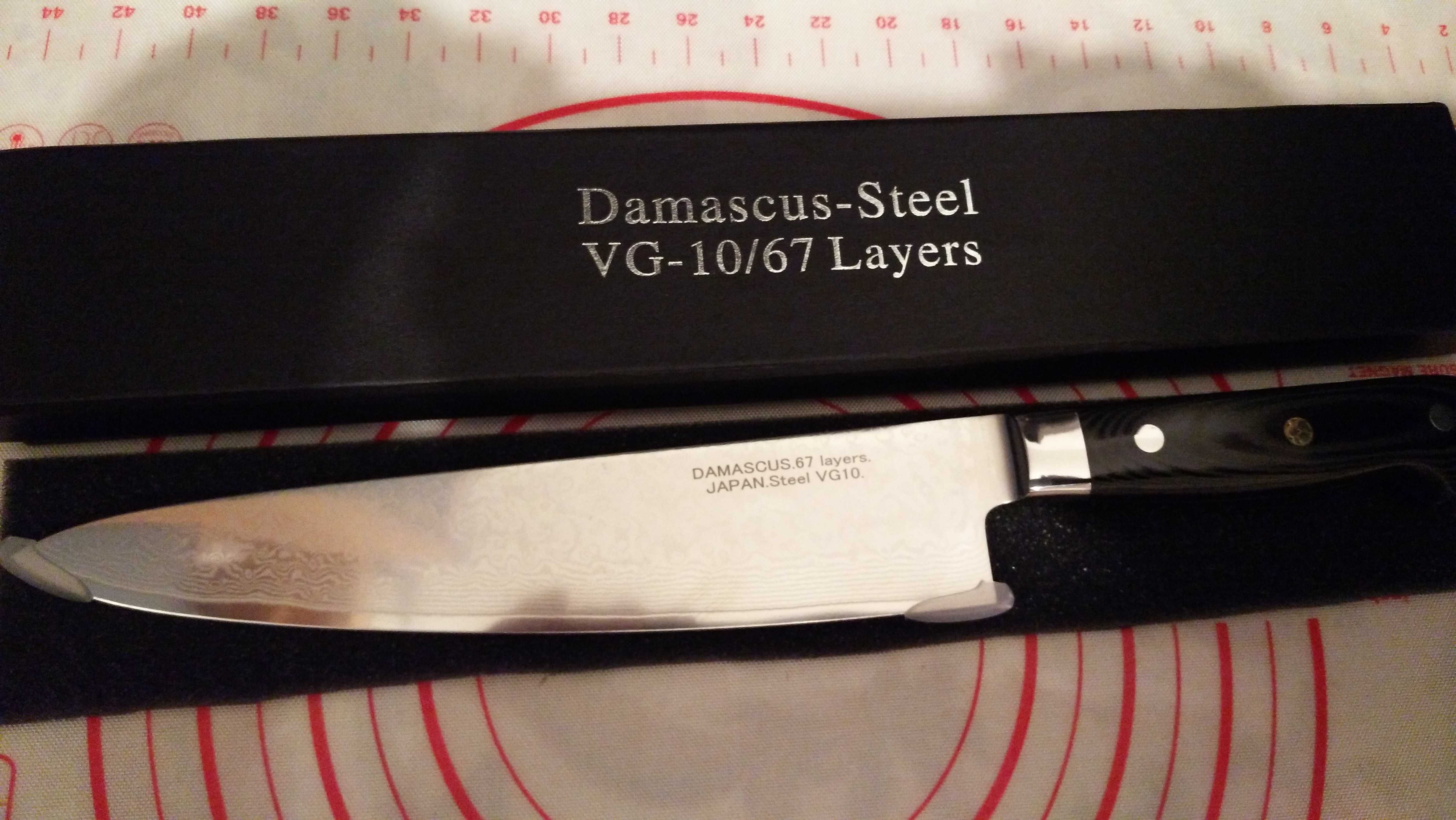 Акция! Нож Дамаск Премиум 67 слоев. Cталь VG10 (23,5/27см). HRC 62+-1