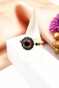 Złoty pierścionek z czarnymi cyrkoniami rozmiar 14 próba 585