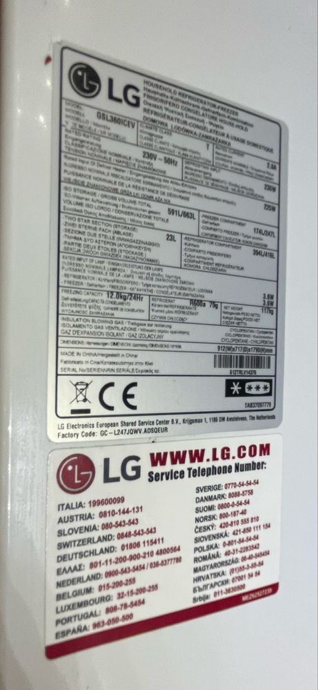 Frigorifico Americano LG Side by side GSL360ICEV - Disp. água e gelo