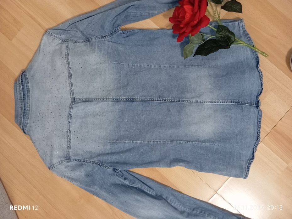 Bluzka koszulowa dżinsowa z lycrą