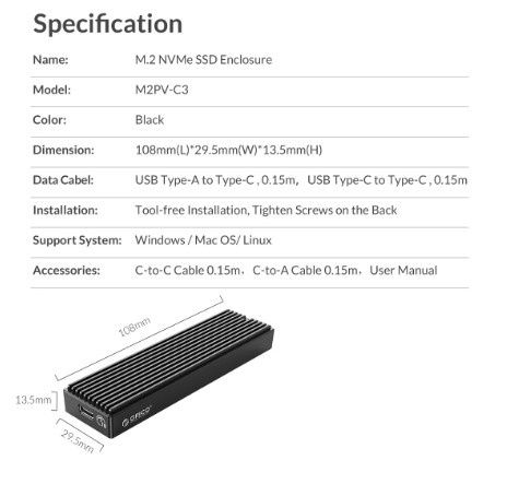 Зовнішній SSD XrayDisk 1 ТБ у корпусі ORICO