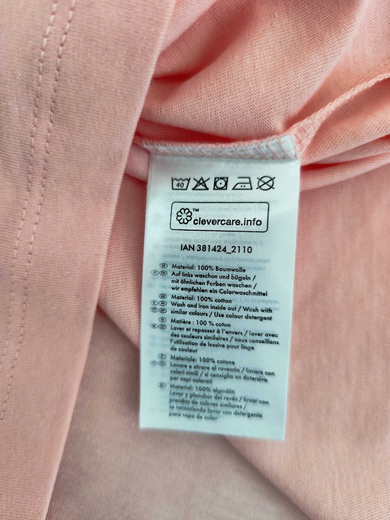 Nowy T-shirt/koszulka krótki rękaw S/M 36/38 bawełna pudrowy róż over