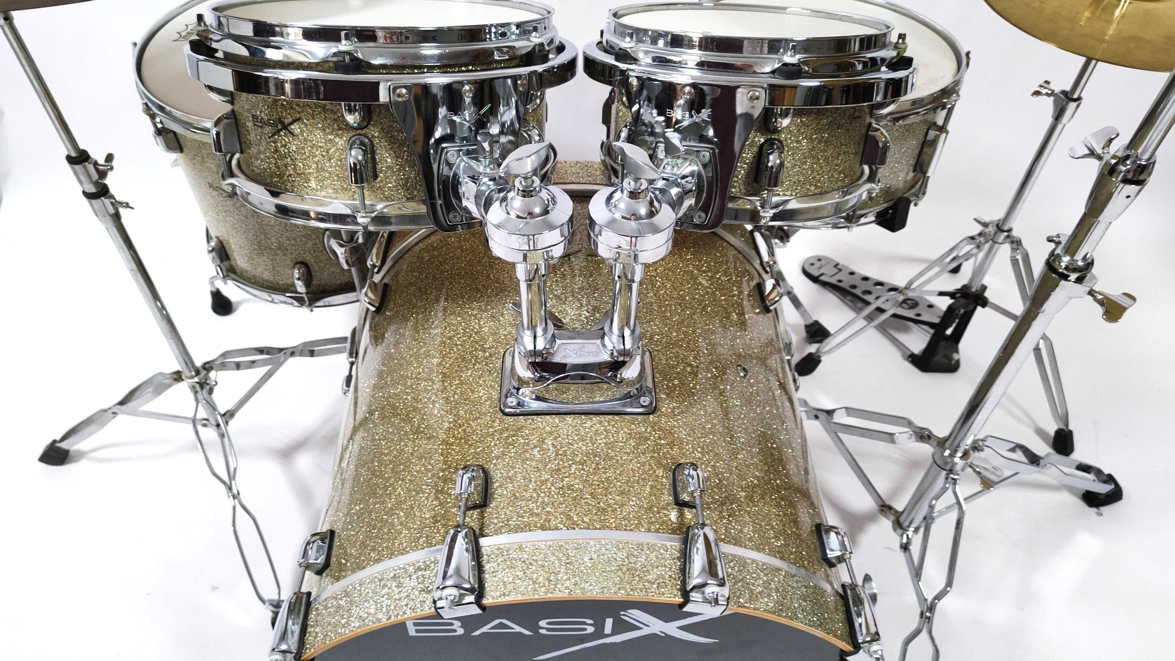 Perkusja Basix Silver Diamond Sparkle 10,12,14,22" - talerze- statywy