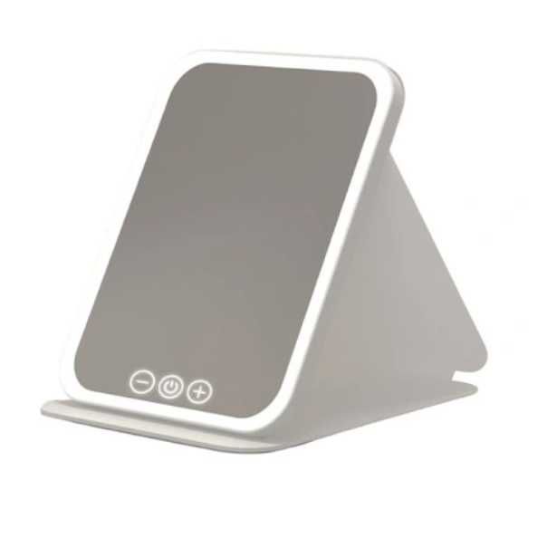 Dotykowe Kosmetyczne Lusterko Do Makijażu, Składane, Ramka LED białe