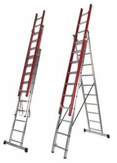 Escada tripla 3+3+3  metros de fibra de vidro