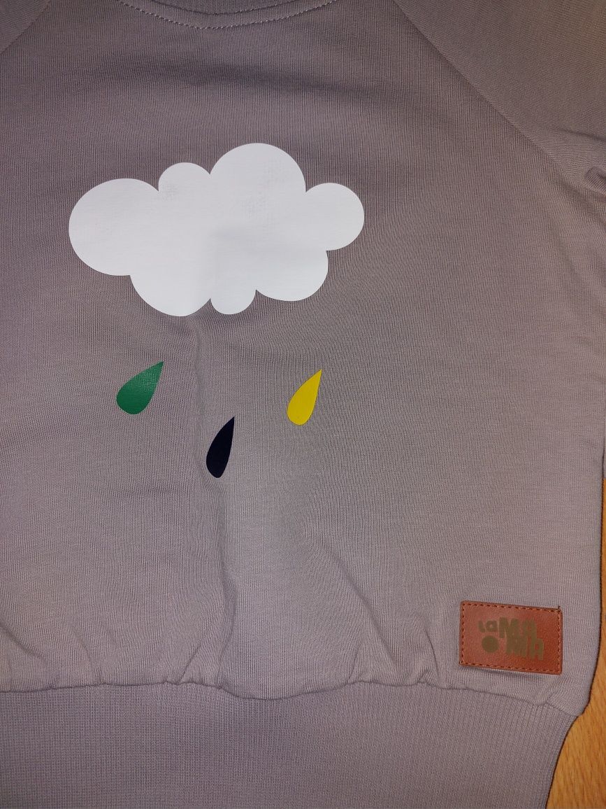 NOWA Bluza szara z chmurką i deszczem La Mama 86 cm