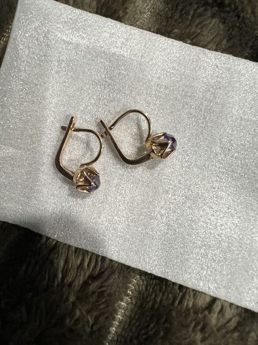 Серьги ссср  583 пробы с александритом