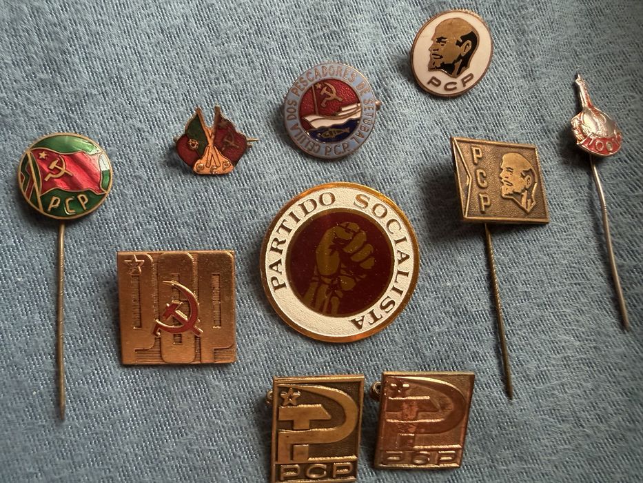 10 pins antigos de partidos pcp ps esquerda comunismo alfinetes lapela