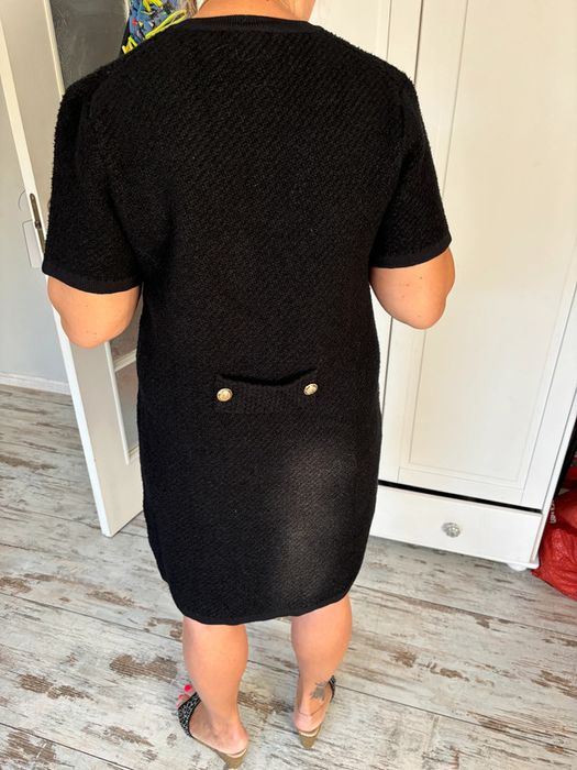 Massimo Dutti sukienka viscose dzianina dzianinowa bukla marynarski XL