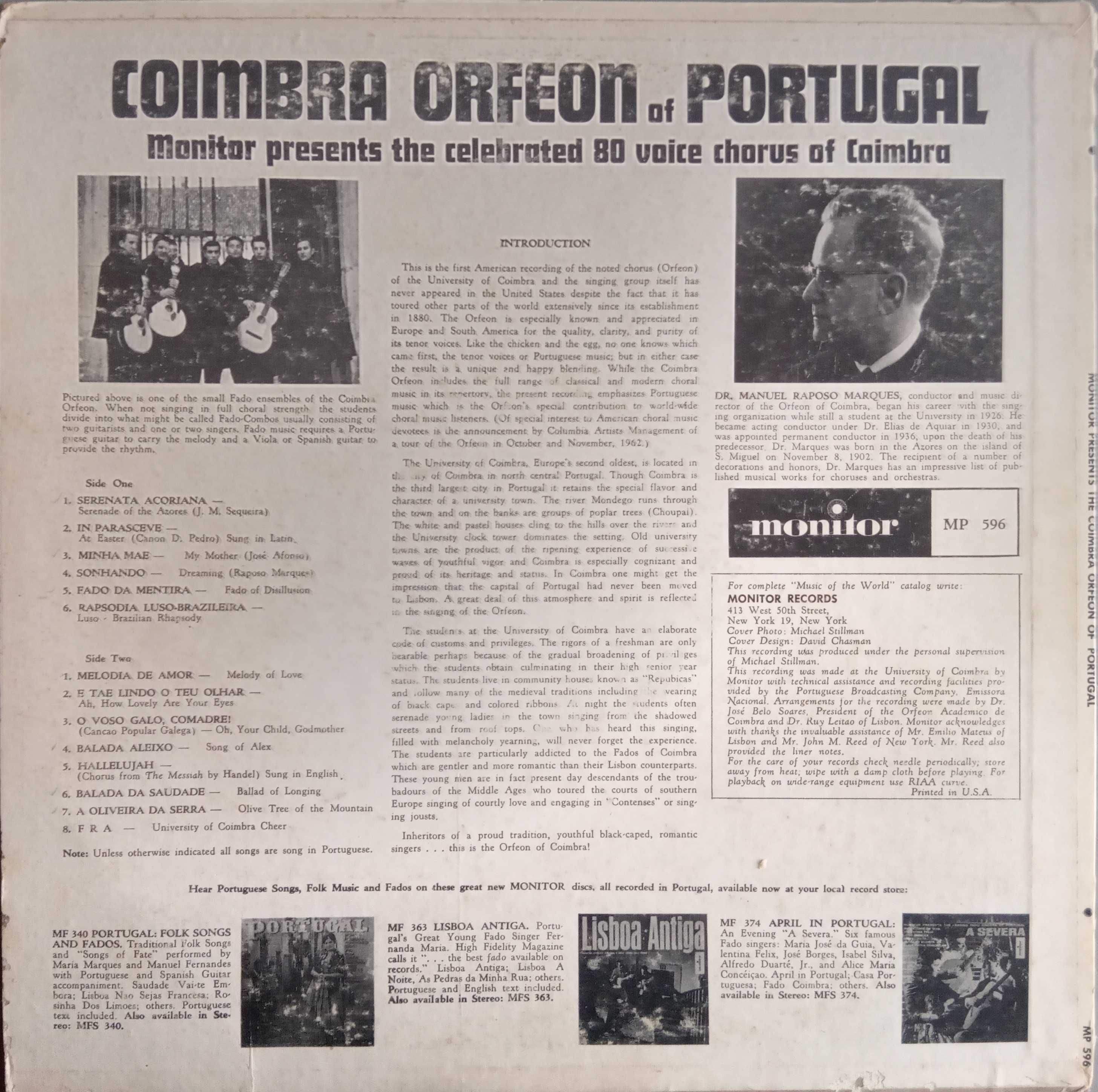 José Afonso	- - - - -		Coimbra Orfeon of Portugal	- - - - -	LP