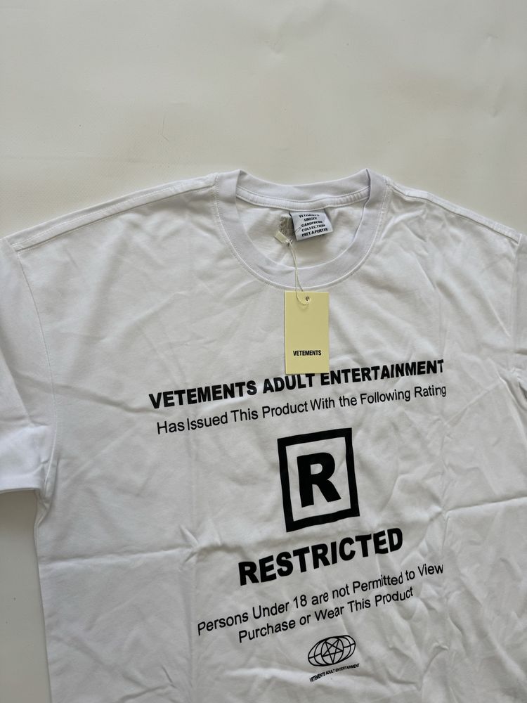 футболка Vetements Restricted 18+ balenciaga rick owens raf simons M L