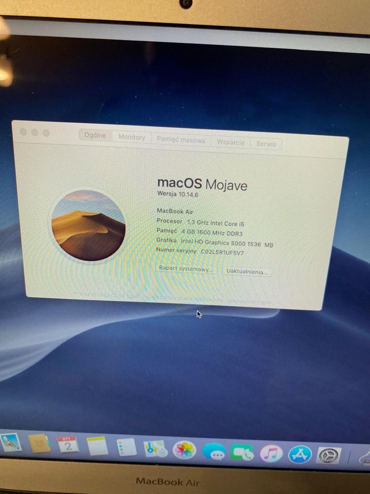 MacBook Air 2013 i5 / 128SSD / 4GB / Mojave