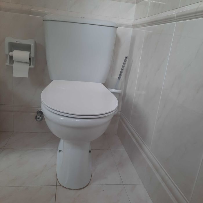 Sanita e bidé com torneiras em bom estado