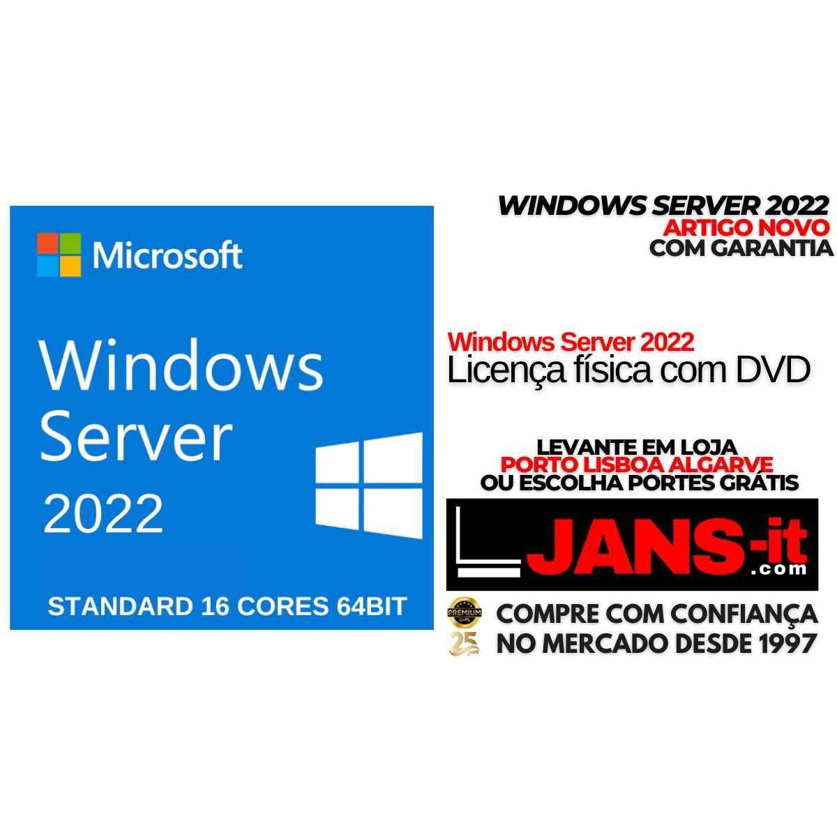 Microsoft Windows Server 2022 - Licença Física - 16 Cores - c/ DVD