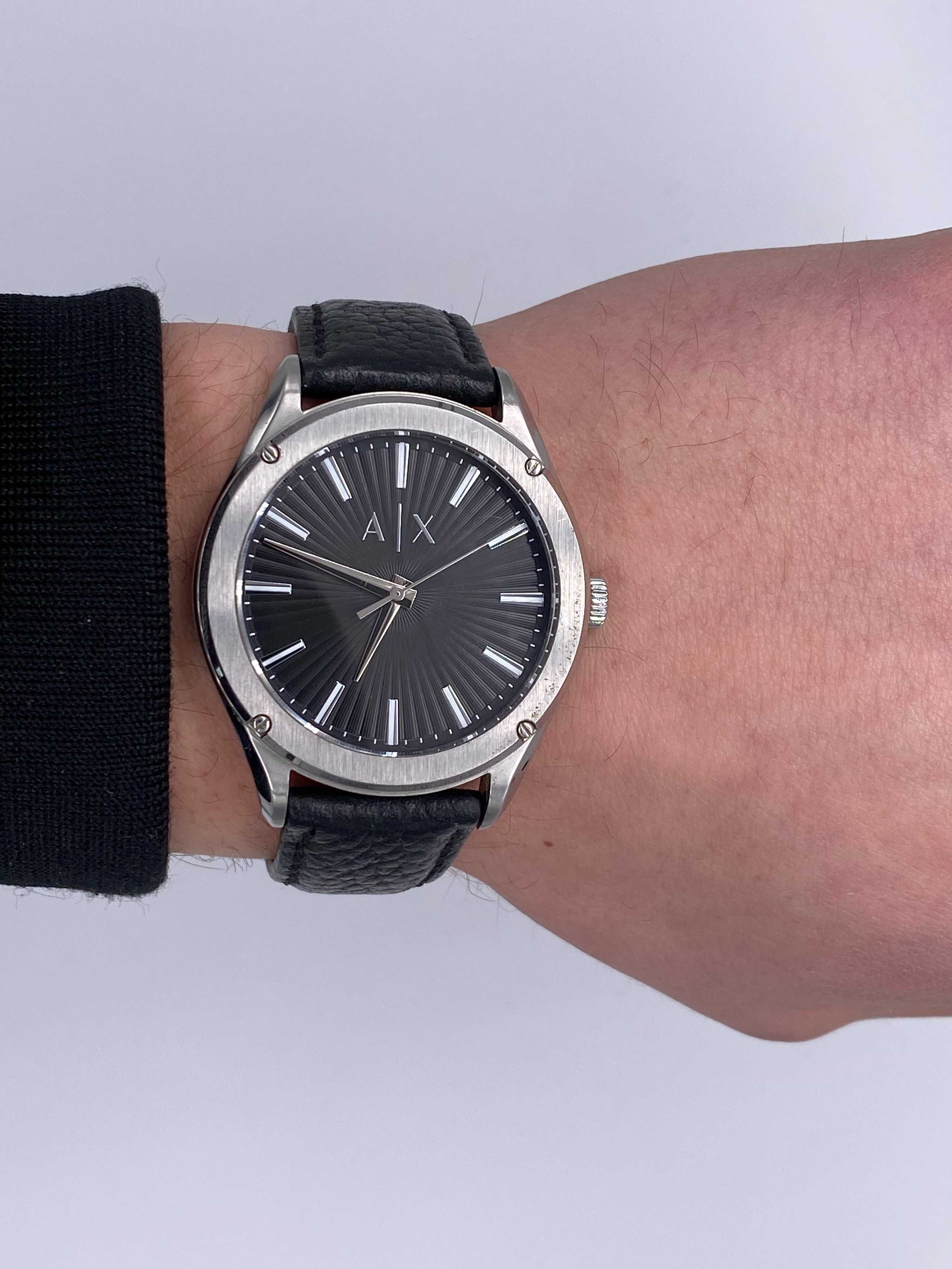 Srebrny Zegarek Armani Exchange Classic męski AX2803 skórzany pasek