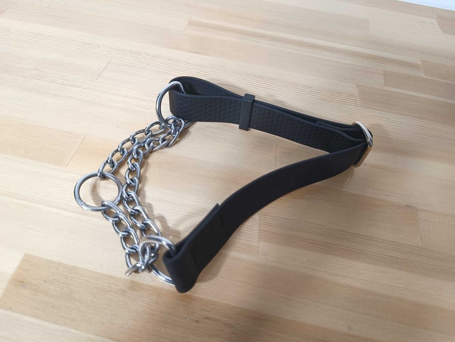 Stylowa obroża zaciskowa dla psa - łańcuch/guma