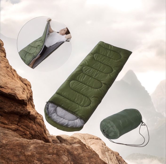Спальный мешок, спальник облегченный, зеленый мешек для сна
