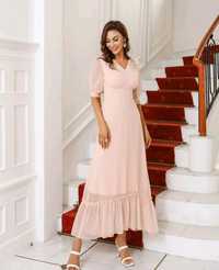 Sukienka maxi różowa zwiewna elegancka wizytowa okolicznościowa nowa
