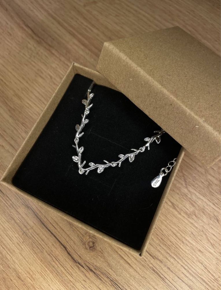 Серебряный браслет веточки 925 пробы