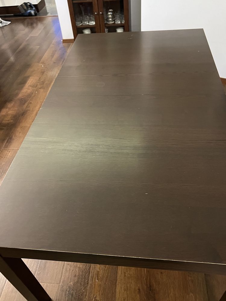Duży stół rozkładany IKEA BJURSTA  175-260 x 95 cm czarno-brązowy