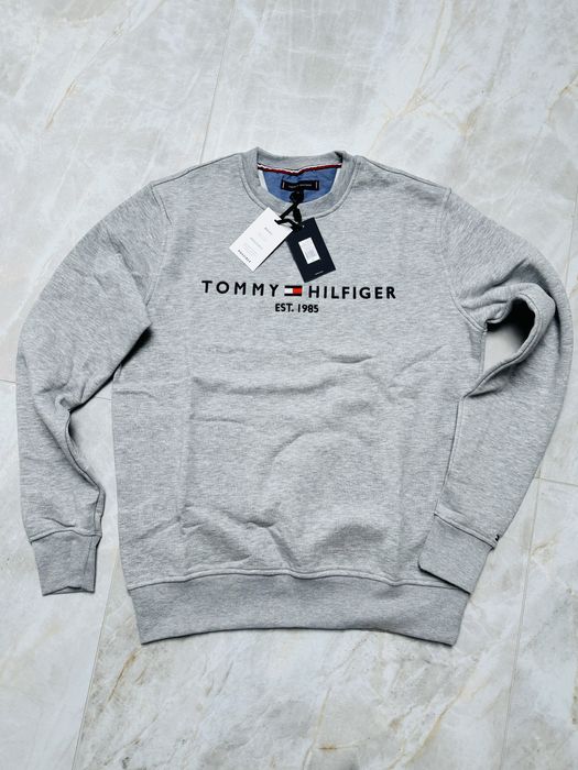 Szara ocieplana bluza męska Tommy Hilfiger EST r. XL logo haft