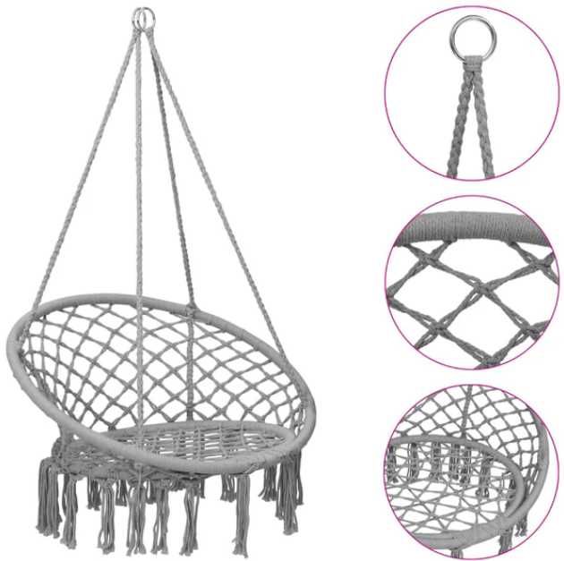Cadeira de baloiço em rede 80 cm cinzento