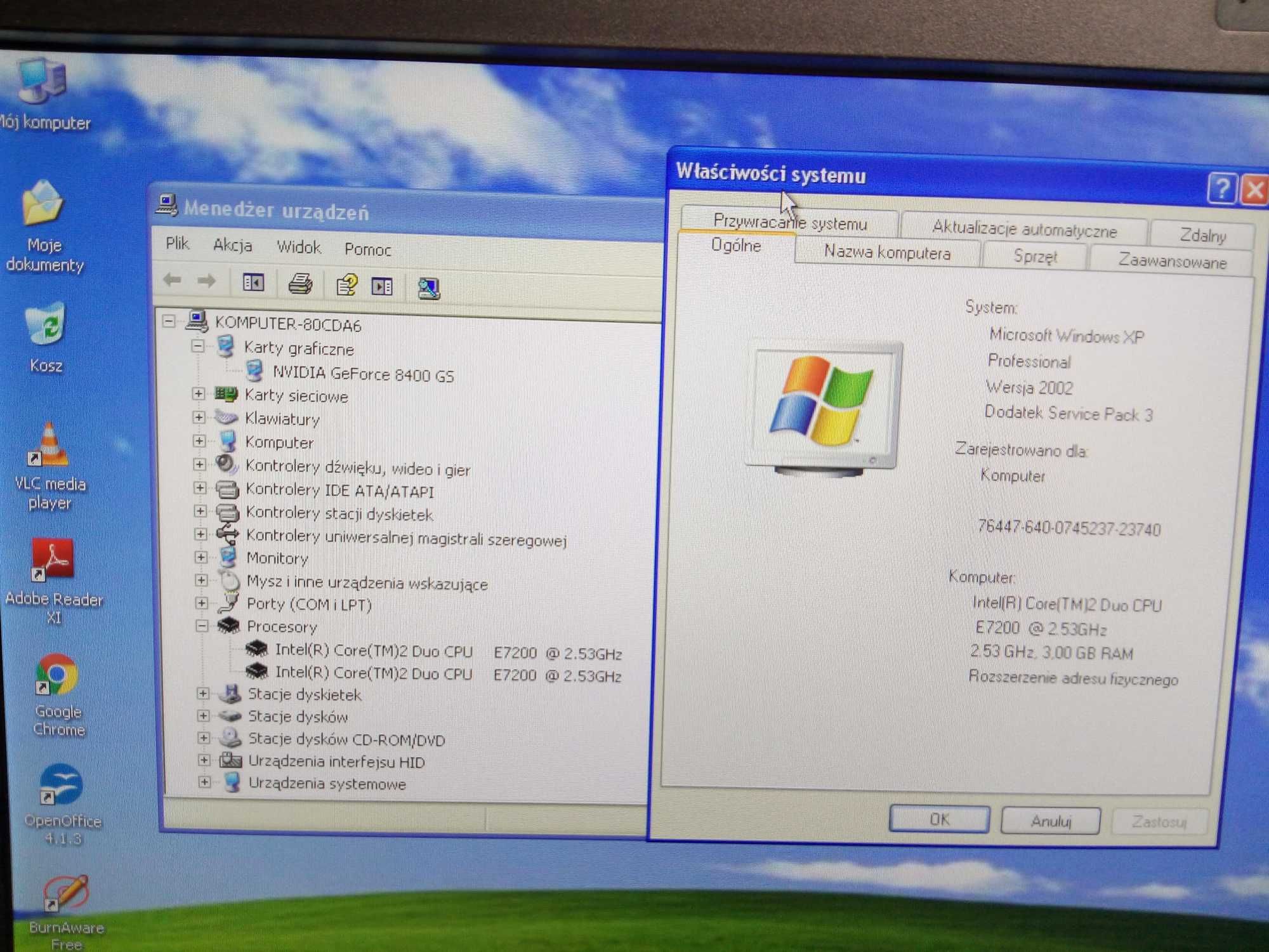 Komputer Używany Tracer 3GB 160 HDD Win XP Nvidia Stacja Dyskietek FV