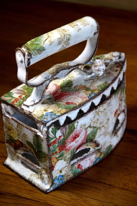 Утюг чугунный ,декупаж ,декор ,шкатулка. праска