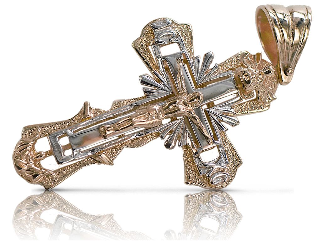 Krzyżyk Prawosławny z różowego złota 14k 585 Gdańsk biżuteria oc010rw