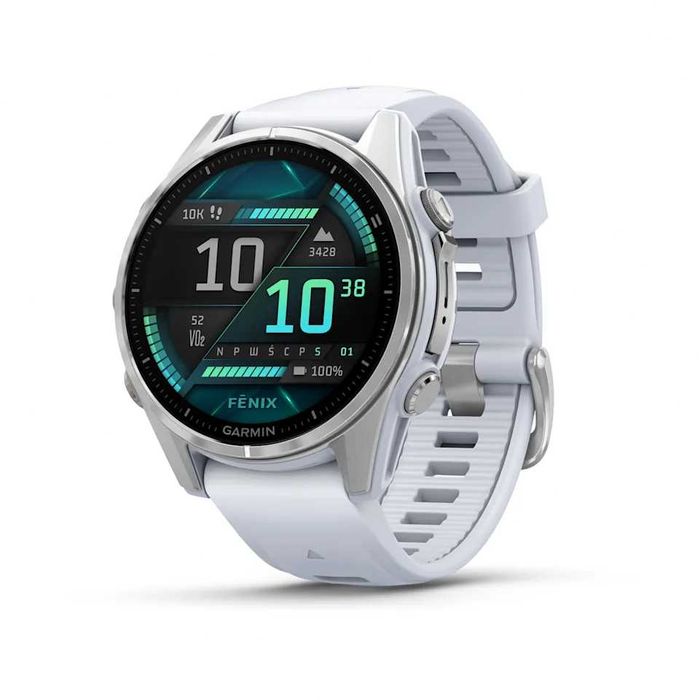 Smartwatch Garmin fenix 8 43mm Amoled, Srebrny z białym paskiem
