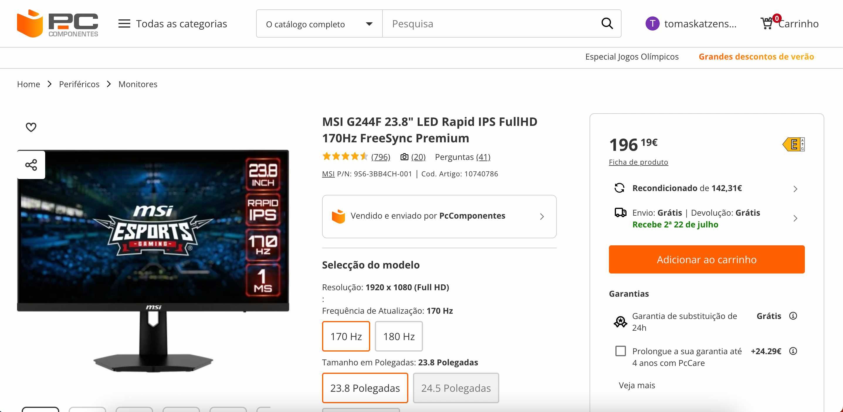 Computador Gaming de Alta Performance + Monitor 170hz + Teclado