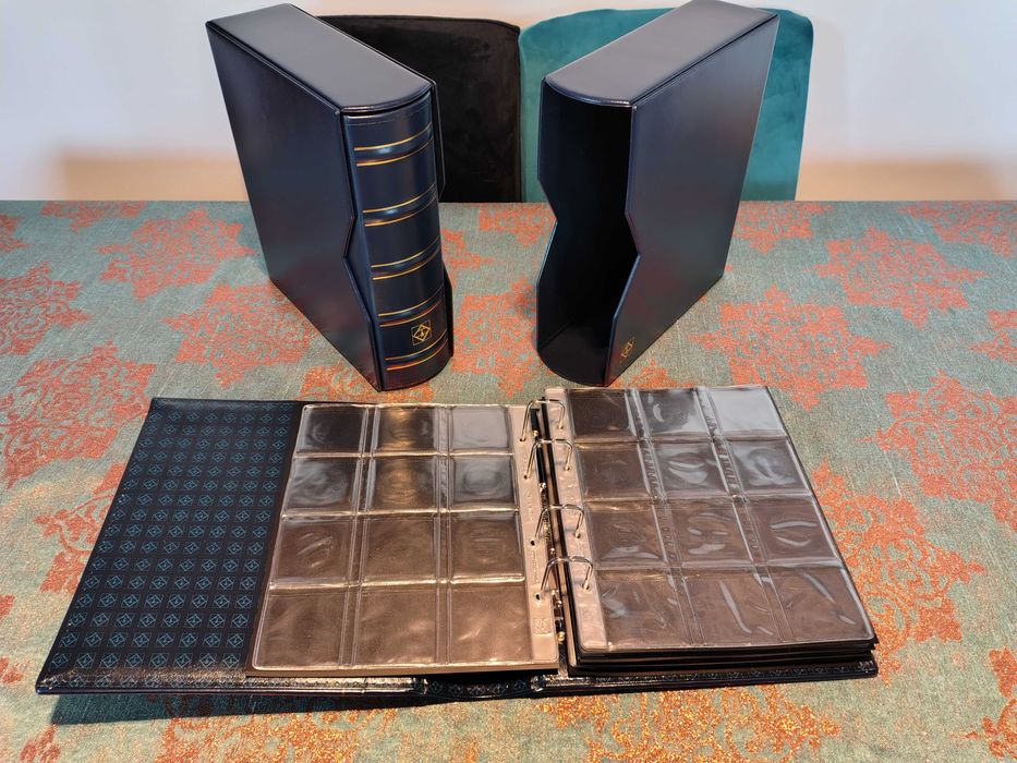 Okładka Leuchtturm Optima Gigant granatowa z kartami na holdery M12k