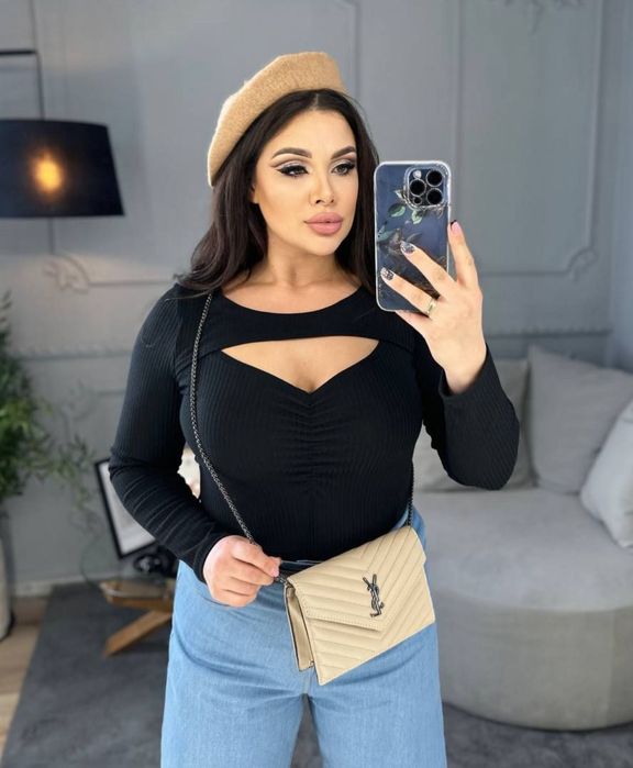 Джемпер водолазка з вирізом на грудях рХл