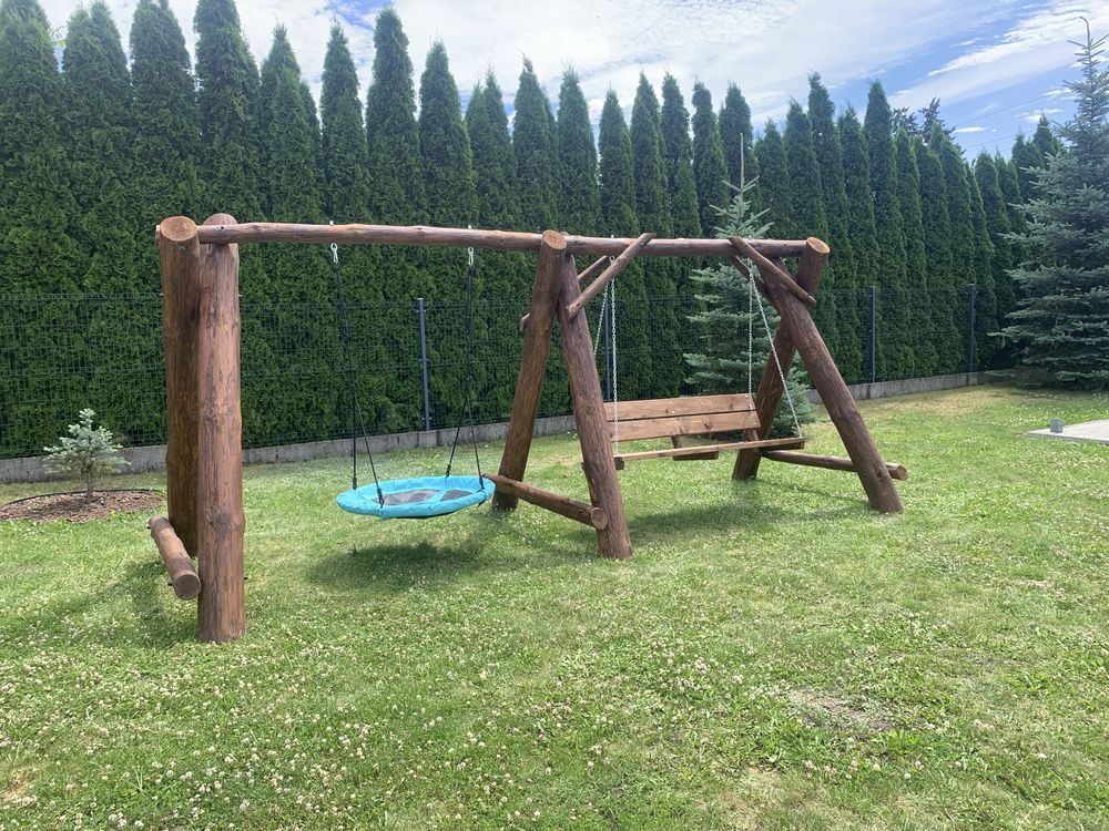 Huśtawka ogrodowa/place zabaw/meble ogrodowe/huśtawki z bala/altany