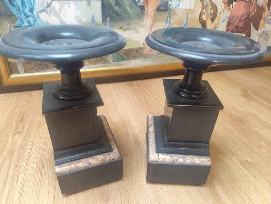 Świeczniki Marmur Czarny Stylowa Ozdoba