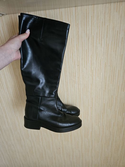 Сапоги трубы Zara 38 чоботи труби натуральна шкіра