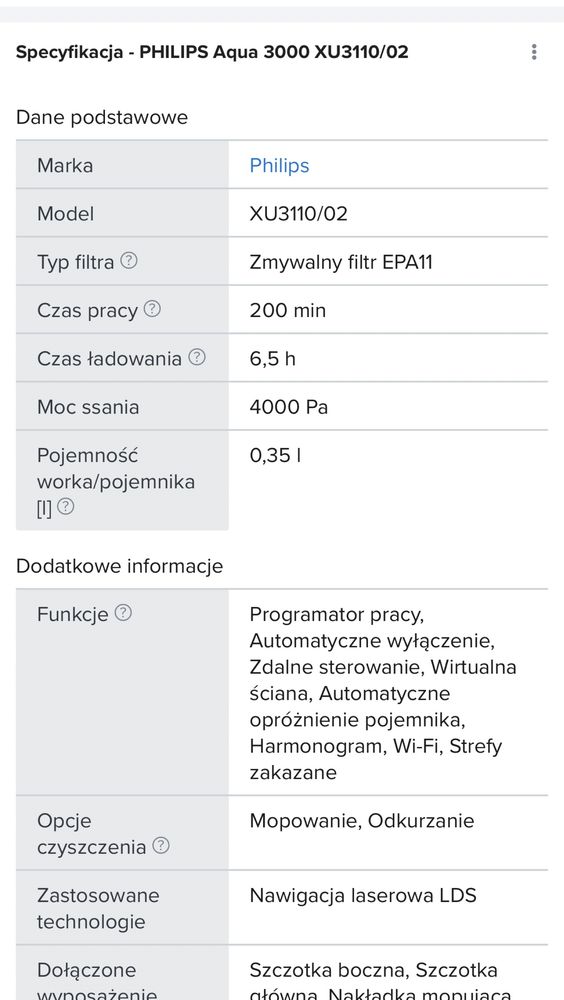 Philips odkurzacz robot sprzątajacy Home Run Aqua XU3110/02 ze stacja