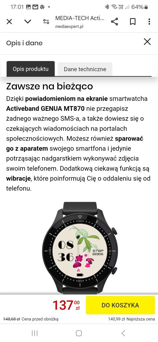 ACTIVEBAND Genua zegarek na rękę stan idealny