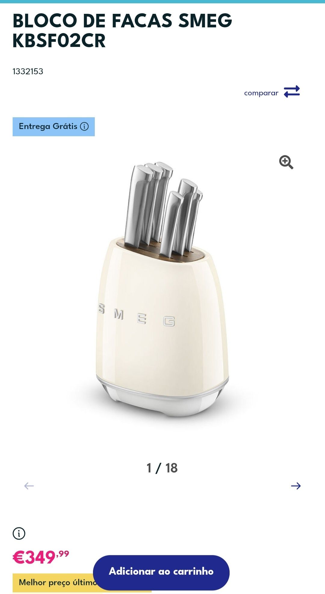 Bloco de Facas Smeg Beje