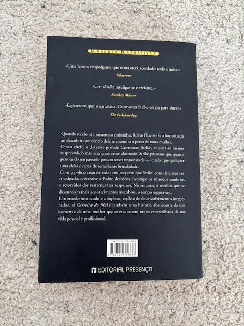 Livro "A carreira do mal" de Robert Galbraith