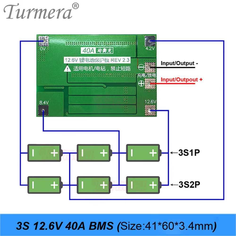 Аккумулятор 12v Liion набор для сборки Turmera на 18650 3S 10P