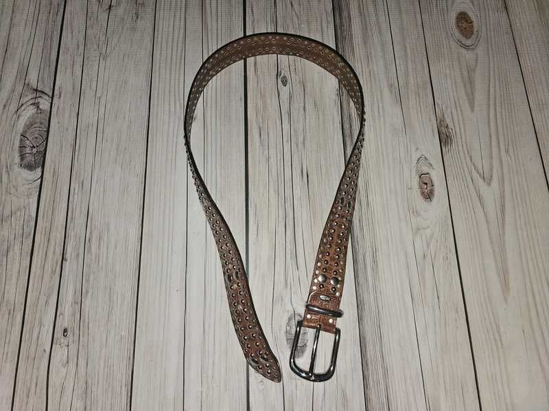 Pasek skórzany z ćwiekami Nanni Made in Italy 105cm