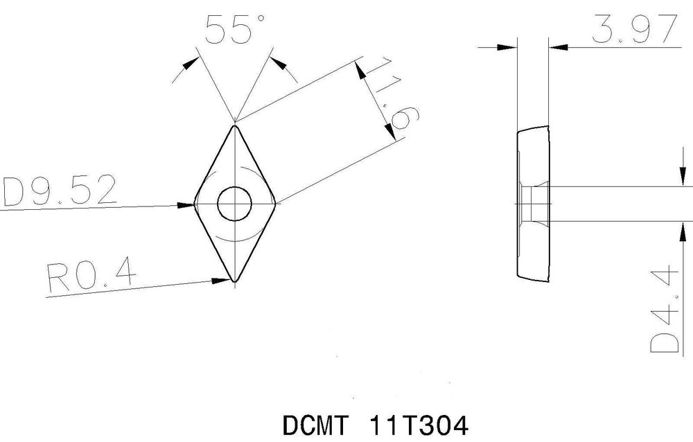 Токарные пластины MITSUBISHI DCMT11T304 UE6020 ромб TIN покрытие 10 шт
